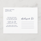 Ankündigung eines Navy-Script-Foto- Save the Date (Rückseite)