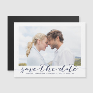 Ankündigung eines Navy-Script-Foto- Save the Date