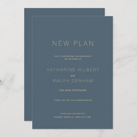 Ankündigung eines neuen Navy Blue Wedding-Plans (Vorne/Hinten)