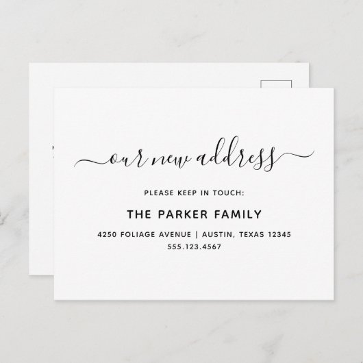 Ankündigung | Einfaches Skript Postkarte (Vorne/Hinten)