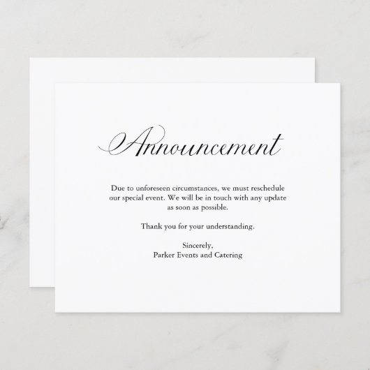 Ankündigung | HAUSHALTSPLAN Elegante Veranstaltung (Vorne/Hinten)