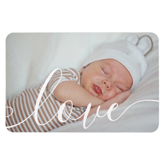 Ankündigung Ihrer Baby Foto Script Liebe Magnet (Horizontal)