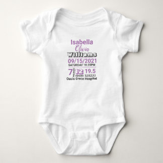 Ankündigung lila Geburtsdaten Baby Strampler