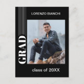 Ankündigung Minimalistischer Schwarz-Weiß-Abschlus Postkarte (Vorderseite)