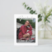 Ankündigung Minimalistischer Schwarz-Weiß-Abschlus Postkarte (Stehend Vorderseite)