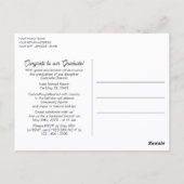 Ankündigung Minimalistischer Schwarz-Weiß-Abschlus Postkarte (Rückseite)