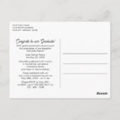 Ankündigung Minimalistischer Schwarz-Weiß-Abschlus Postkarte (Rückseite)
