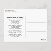 Ankündigung Minimalistischer Schwarz-Weiß-Abschlus Postkarte (Rückseite)