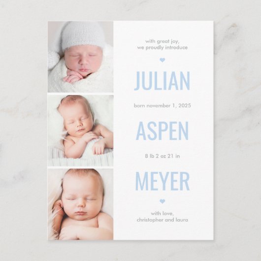 Ankündigung moderner Grid Editable Farbe Postkarte (Vorderseite)