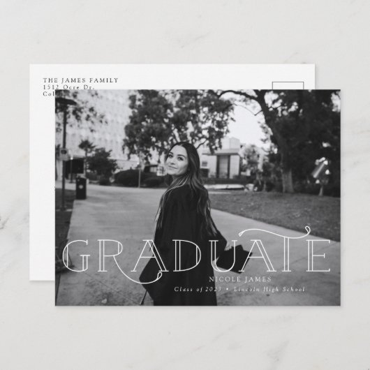 Ankündigung moderner kühner Abschluss Postkarte (Vorne/Hinten)