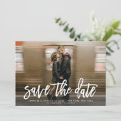 Ankündigung moderner Skripte Save the Date Foto (Stehend Vorderseite)