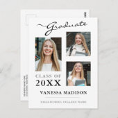 Ankündigung moderner Skripte White Graduate Postkarte (Vorne/Hinten)