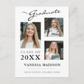Ankündigung moderner Skripte White Graduate Postkarte (Vorderseite)