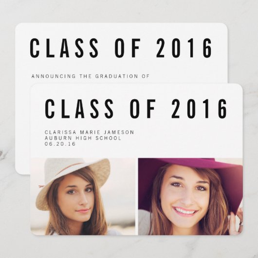 Ankündigung moderner Typografie-Foto-Abschluss (Vorne/Hinten)