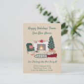 Ankündigung | Neue Zuhause für Feiertage Postkarte (Stehend Vorderseite)