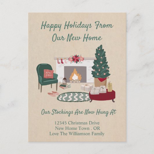 Ankündigung | Neue Zuhause für Feiertage Postkarte (Vorderseite)