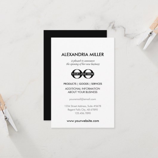 Ankündigung neuer Unternehmen (Vorderseite/Rückseite Beispiel)