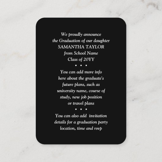 Ankündigung oder Party Einladung von Mini-Abschlüs (Rückseite)