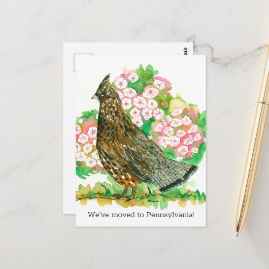 Ankündigung Pennsylvania Ruffed Grouse Postkarte (Vorderseite/Rückseite Beispiel)