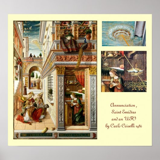 Ankündigung, Saint Emidius und ein UFO Poster (Vorne)