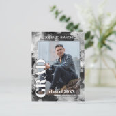 Ankündigung Schwarz-weißer Abstrakter Abschluss Postkarte (Stehend Vorderseite)