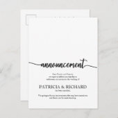 Ankündigung storniert Hochzeit Elegante Kalligraph Postkarte (Vorne/Hinten)