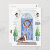 Ankündigung über das Verschieben von Basset-Hound- Postkarte (Vorne/Hinten)