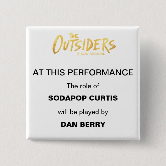 Ankündigung über den Broadway Understudy Button (Vorderseite)