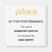 Ankündigung über den Broadway Understudy Magnet (Vorne)