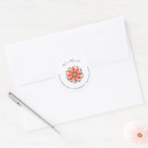 Ankündigung über den Floral Sunburst Moving Runder Aufkleber