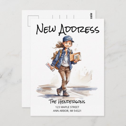 Ankündigung über den Umzug einer neuen Adresse Postkarte (Vorne/Hinten)