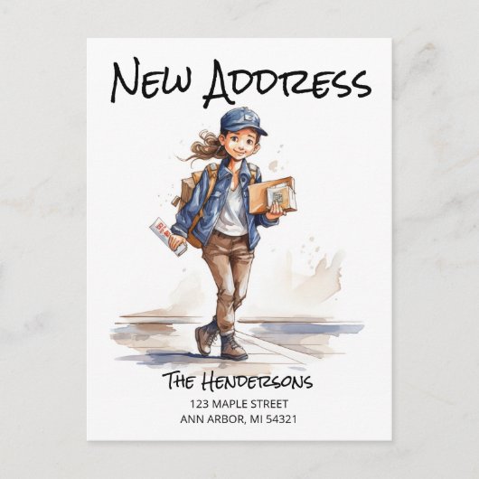 Ankündigung über den Umzug einer neuen Adresse Postkarte (Vorderseite)