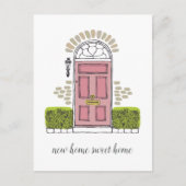 Ankündigung über die Anfahrt der rosa Tür Postkart (Vorderseite)