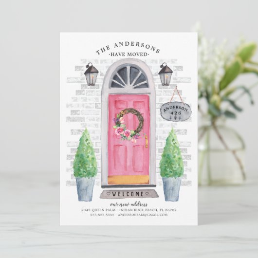 Ankündigung über die Anfahrt der rosa Vordertür (Stehend Vorderseite)