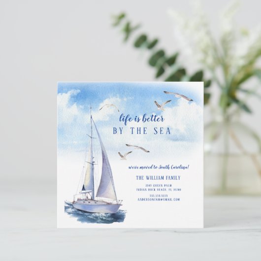 Ankündigung über die Bewegung von Seascape Sailboa (Stehend Vorderseite)