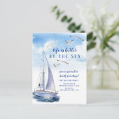 Ankündigung über die Bewegung von Seascape Sailboa Postkarte (Stehend Vorderseite)