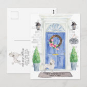 Ankündigung über die Bewegung von weißem Poodle Po Postkarte (Vorne/Hinten)