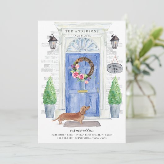 Ankündigung über die Frontklappe der Tan-Dackel (Stehend Vorderseite)