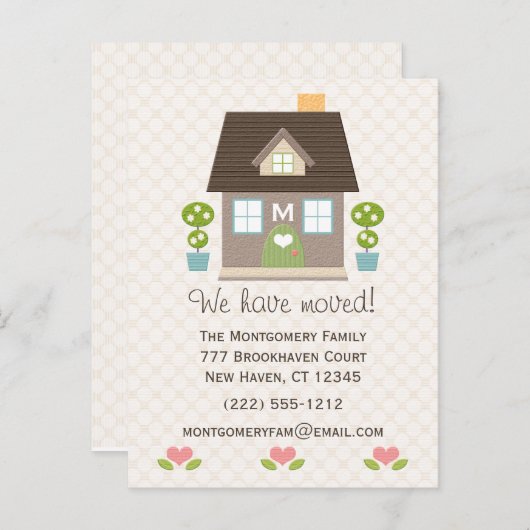 Ankündigung über die mit Monogramm Zuhause-Bewegun (Vorne/Hinten)