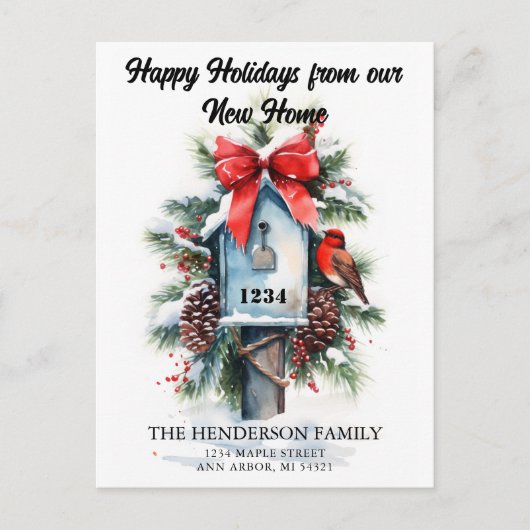 Ankündigung über die neue Zuhause Holiday Moving (Vorderseite)