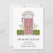 Ankündigung über die rosa Türbewegung (Vorderseite)