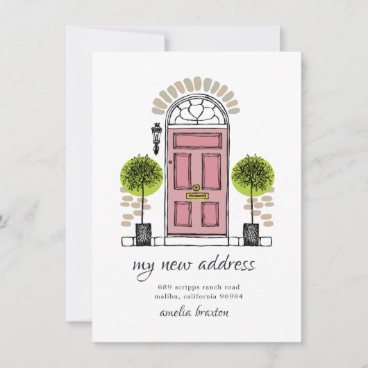 Ankündigung über die rosa Türbewegung (Vorderseite)