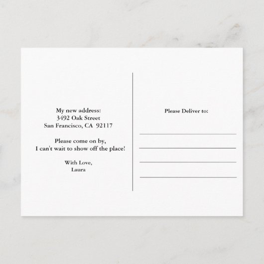 Ankündigung über die rustikale Türbewegung Postkar (Rückseite)