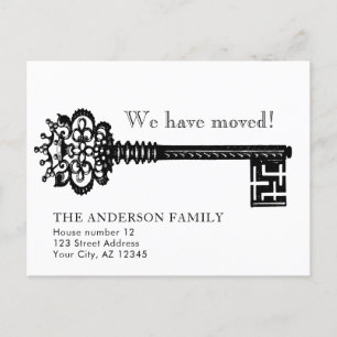 Ankündigung über die Schlüsselbewegung in Vintagen Postkarte