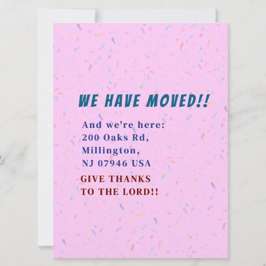 Ankündigung über farbenfrohe Zuhause-Bewegung - Ne (Rückseite)