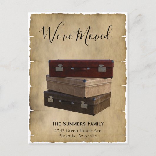 Ankündigung über Vintage Bewegung Wir haben Koffer (Vorderseite)