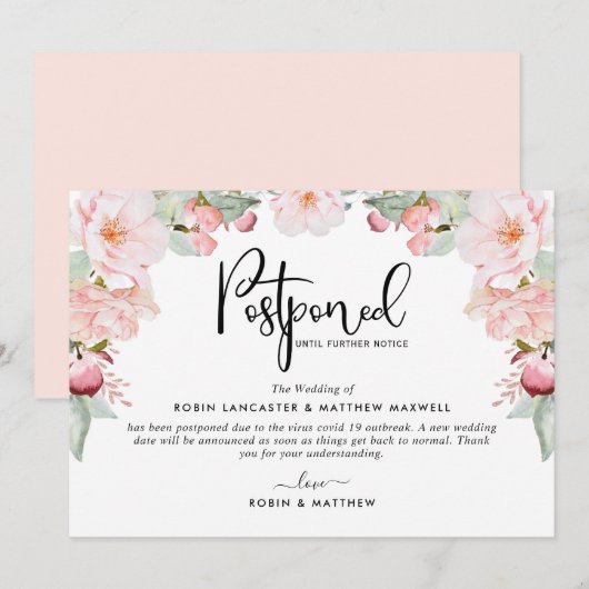 Ankündigung verspäteter Ereignisse, Blush Floral (Vorne/Hinten)