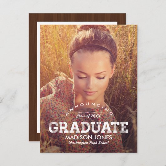 Ankündigung Vintager Abschluss/Einladung (Vorne/Hinten)