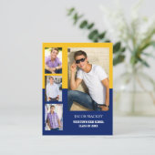 Ankündigung von Abschluss 4 Foto Collage Blue Gold (Stehend Vorderseite)