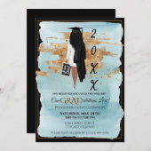 Ankündigung von Abschluss Einladung weißes Kleid (Vorne/Hinten)